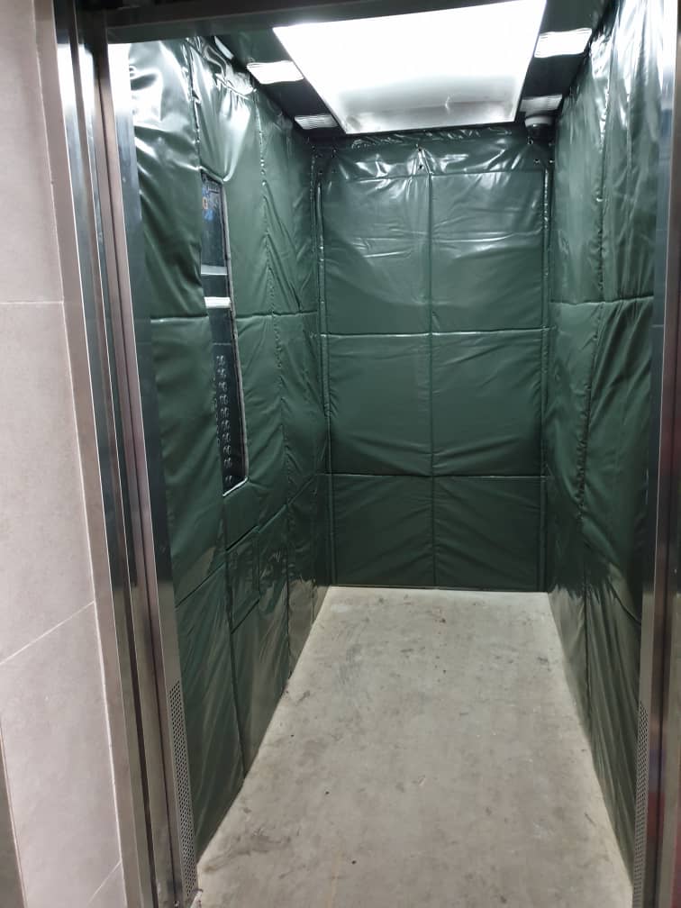 WE MANUFACTURE, SUPPLY AND INSTALL PADDED CANVAS LIFT COVERS-CARGO LIFT COVERS-ELEVATOR WALL PADS-ELEVATOR SOLUTIONS-CARGO LIFT PADDING-LIFT PROTECTIVE COVERS-PROTECTIVE CANVAS COVERS