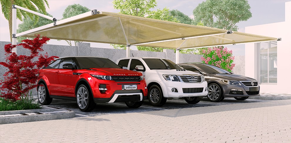 CARPORT-CAR SHADE FOR VILLAS-CANTILEVER CAR SHADE-CAR WASH SHADE-YARD PARKING SHADE-CURVED DOME PARKING SHADE-CAR PARK CANOPY SHED MANUFACTURING IN SOUTH COAST