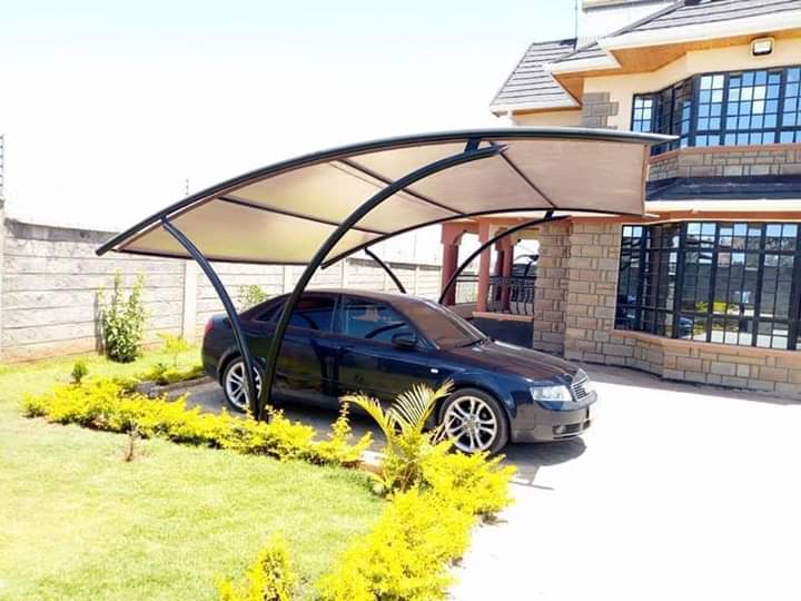 LUXURY CARPORT AWNINGS-WATERPROOF CARPORT CANOPY-CAR SHADE FOR VILLAS-CANTILEVER CAR SHADE-CAR WASH SHADE-YARD PARKING SHADE-CURVED DOME PARKING SHADE-CAR PARK CANOPY SHED MANUFACTURING IN CHALBI DRIVE-LAVINGTON NAIROBI