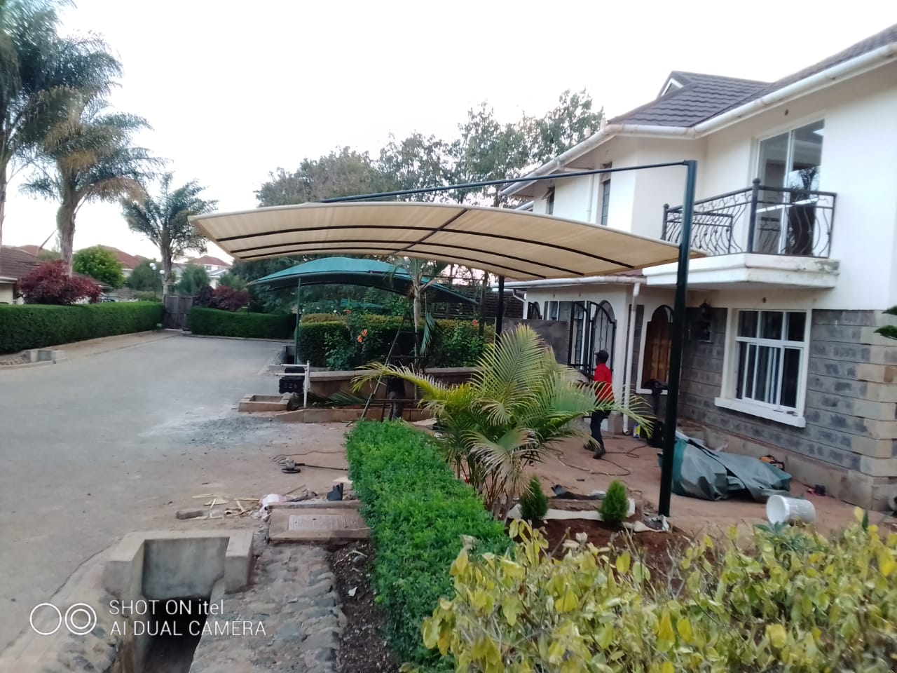 CarPort Shade-Parking Shade for Commercial and Residential Areas-Cantilever Canopy-Curved Car Shade-Waterproof Shade-Sun shade-Vehicle parking cover-Garage Shade-Car Park Tent for Schools, Offices, Churches, Airports, Factories, Companies, University, Hospitals, Colleges, Government Institutions, Military and Arm Bases