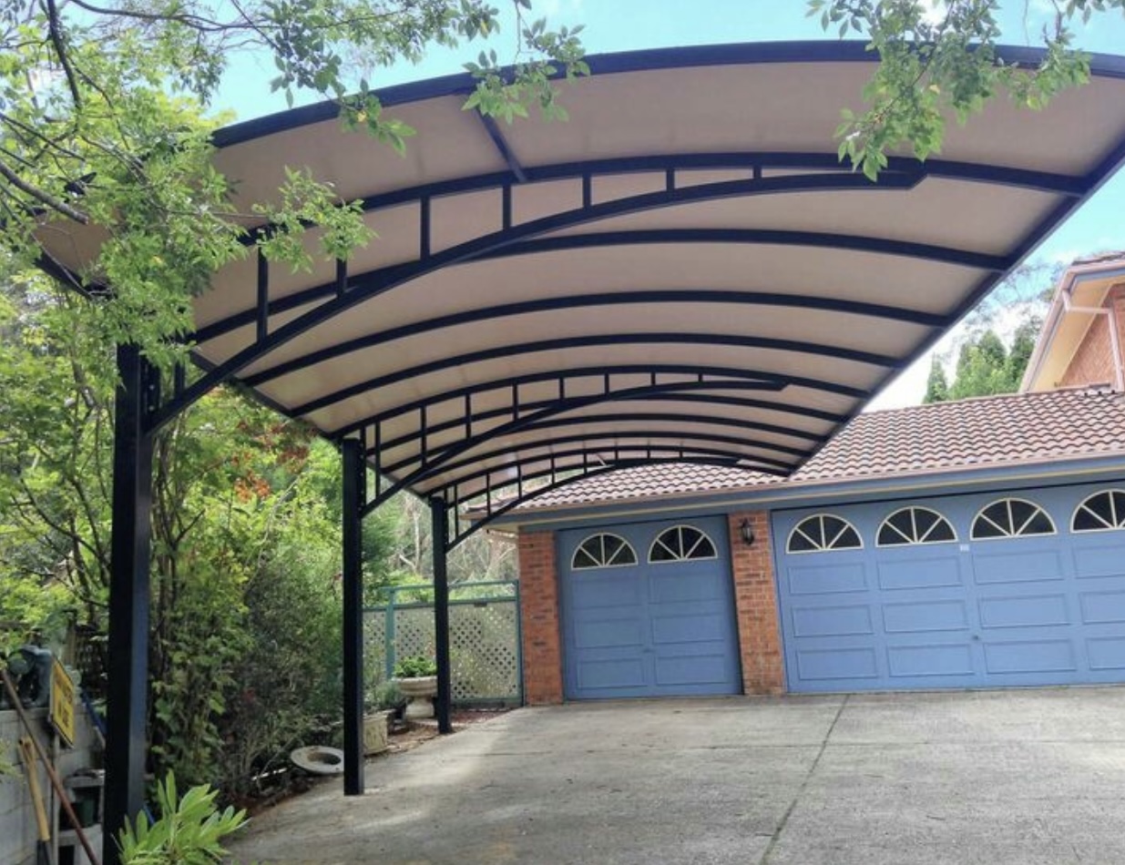 Modern Carport Installer in Mombasa-Curved Design Car Shade-Waterproof Green Shade Net Canopy-Vehicle Parking Shade-Luxury Outdoor Shade-Parking Tent-Garage