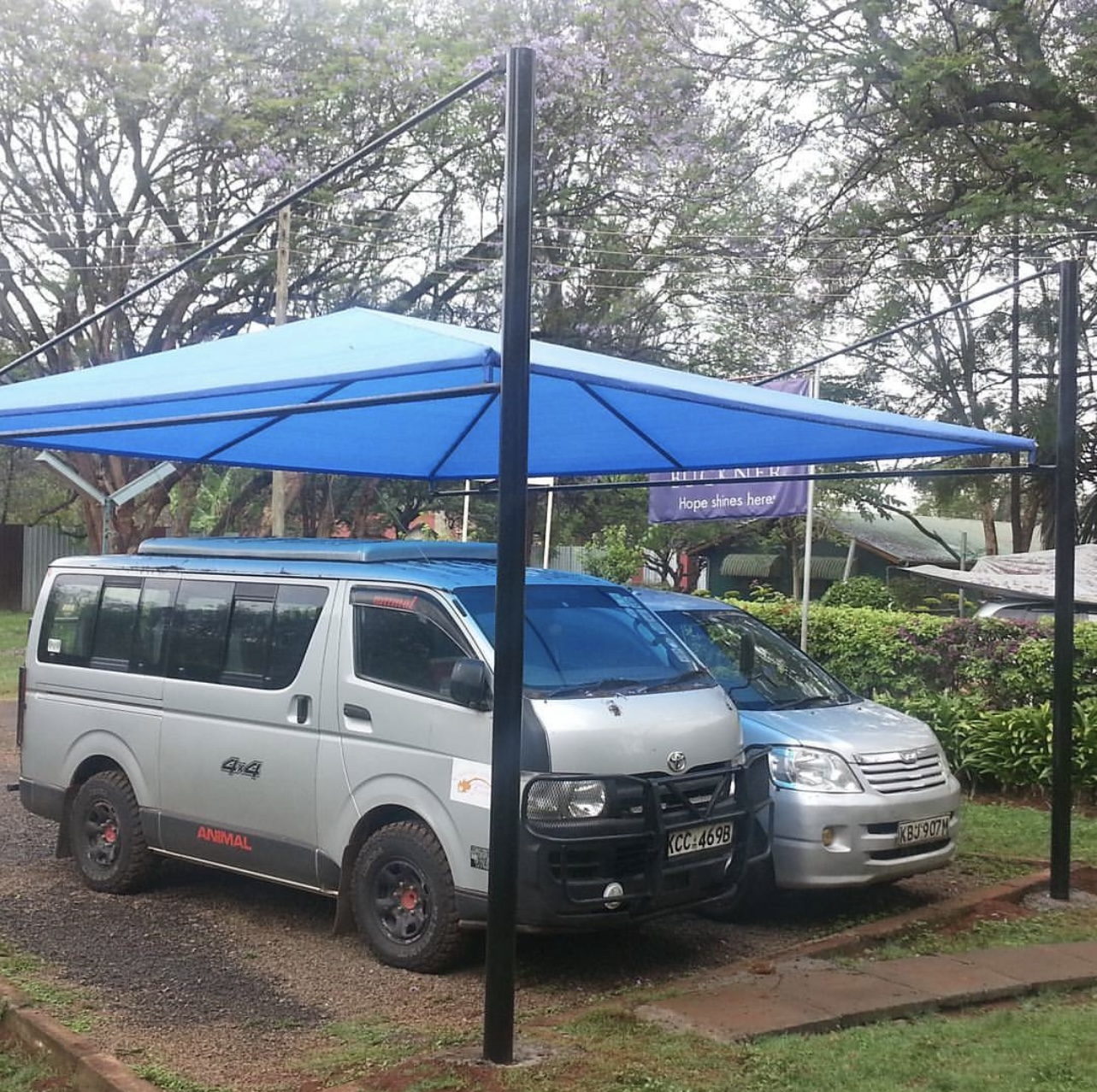 Unique and Modern Car Wash Shades and Carports-Yard Parking Lot Shades-Parking Shades-Vehicle Shade Canopies-Cantilever and Curved Shed designs-Waterproof Shade Net Car Covers-Commercial and Residential Car Shade Installers on the Kihunguro-Ruiru, Kiambu Kenya-