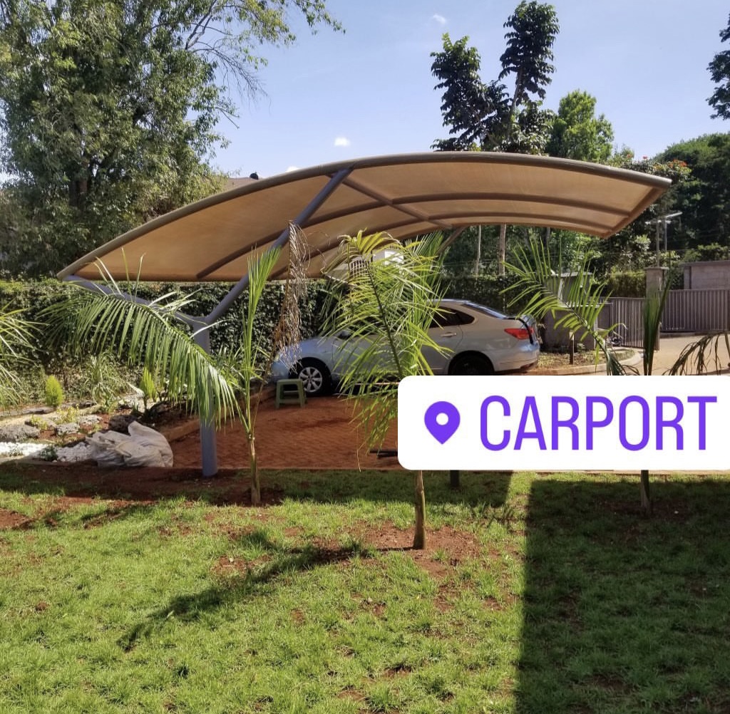 Modern Carport Installer in MADARAKA NAIROBI-Curved Design Car Shade-Green Waterproof Shade Net-Canopy-Vehicle Parking-Shade Luxury-Outdoor Shade-Parking Tent-Garage