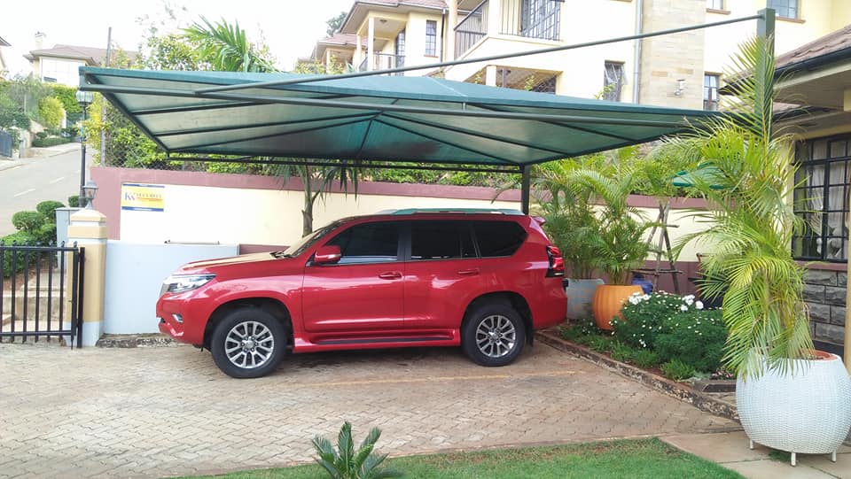 Unique and Modern Car Wash Shades and Carports-Yard Parking Lot Shades-Parking Shades-Vehicle Shade Canopies-Cantilever and Curved Shed designs-Waterproof Shade Net Car Covers-Commercial and Residential Car Shade Installers in Thika Greens, Kabati Kenya-