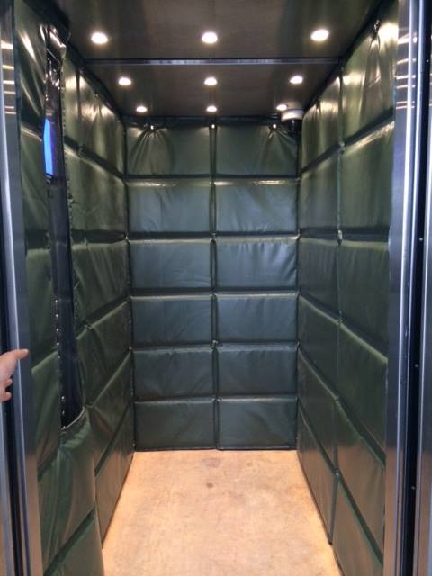 WE MANUFACTURE SUPPLY AND INSTALL PADDED CANVAS LIFT COVERS-CARGO LIFT COVERS-ELEVATOR WALL PADS-ELEVATOR SOLUTIONS-CARGO LIFT PADDING-LIFT PROTECTIVE COVERS-PROTECTIVE CANVAS COVERS