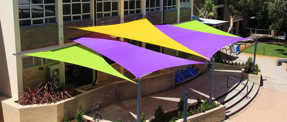 Waterproof Shade Sails-Outdoor Shades-Stretch Tents-Tension Structure-Tensile Structure-Fabric Canopy-Sun Shades-Patio Shades-Deck Shades-Balcony Shades-Veranda Shades-Rooftop Shades-Triangular, Square and Rectangular Shades-Shades for Homes, Schools, Hospitals, Offices, Factories-Rain protection Covers