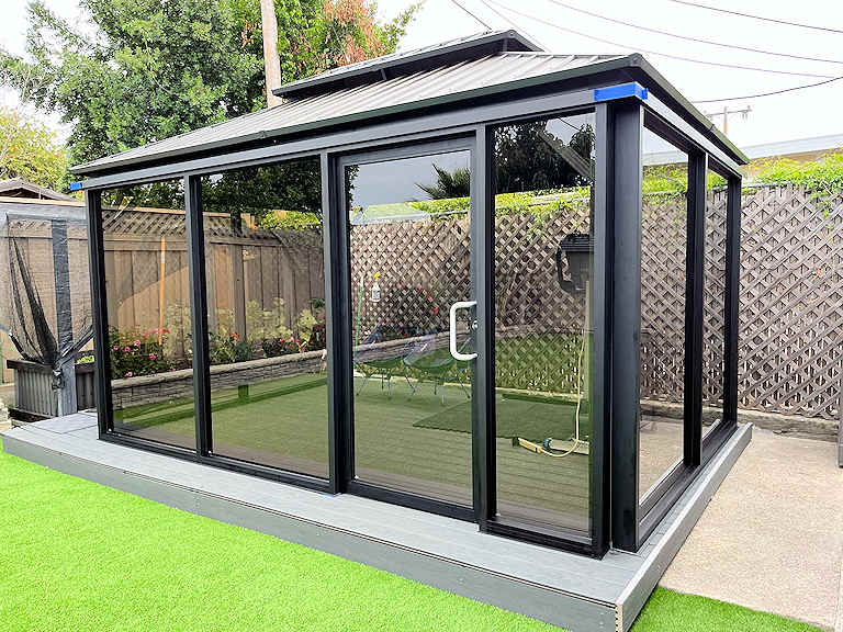 Polycarbonate and Glass Gazebos with concrete bases